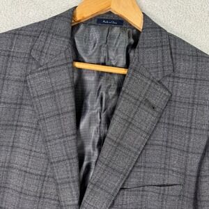 Turnbury Blazer Jacket Mens 44L Gray‎ Plaid Single Breasted Formal Notch Lapel